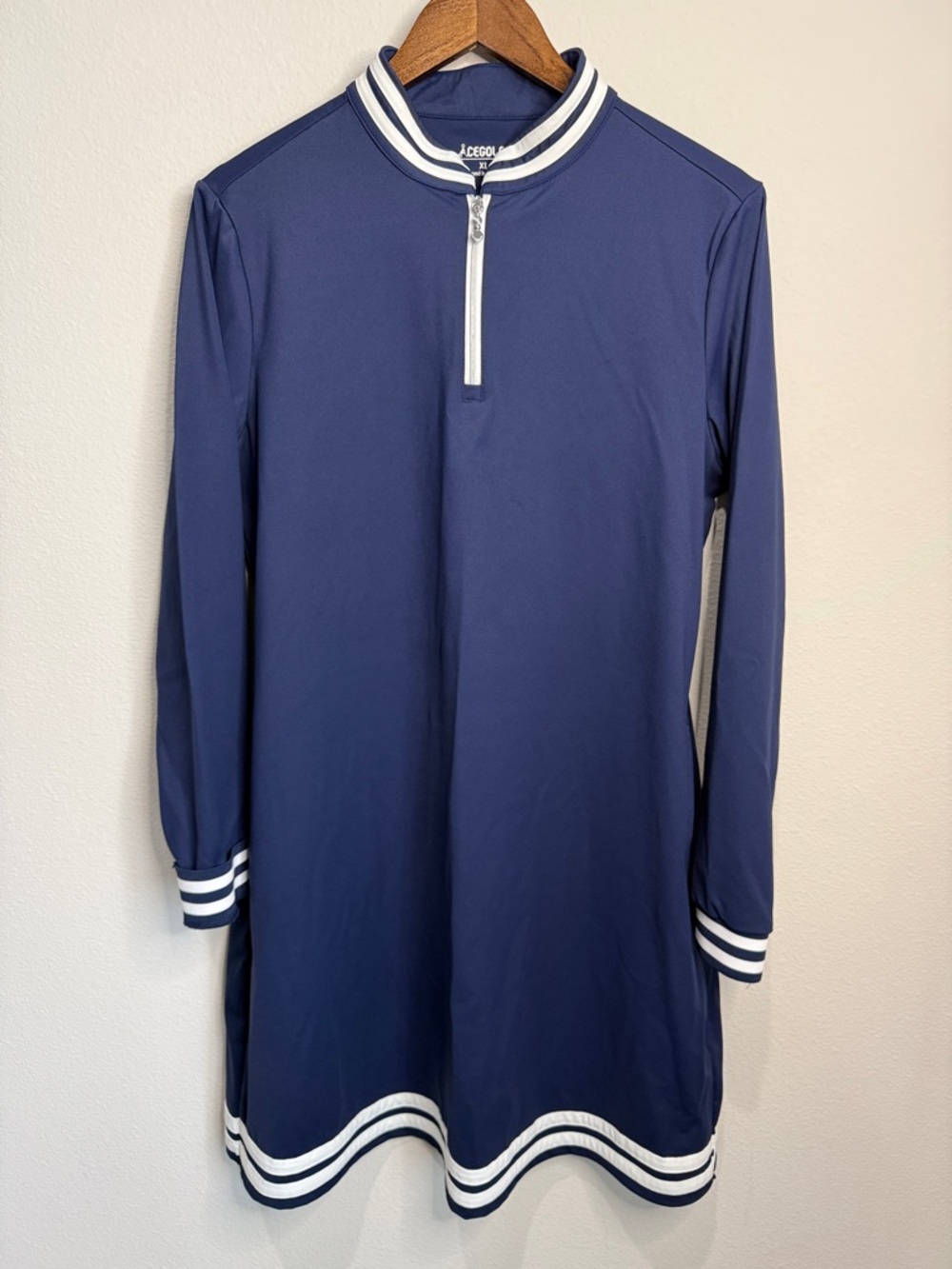 CEGOLFS Navy White Quarter Zip Long Sleeve Active Dress Size XL